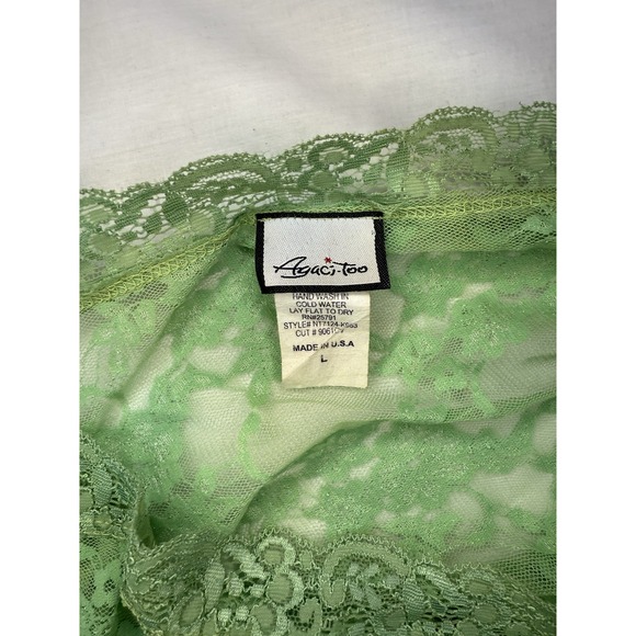 Agaci Too Green Lace Cropped Long-sleeve Fairy Y2K Top Lg L - Picture 2 of 10